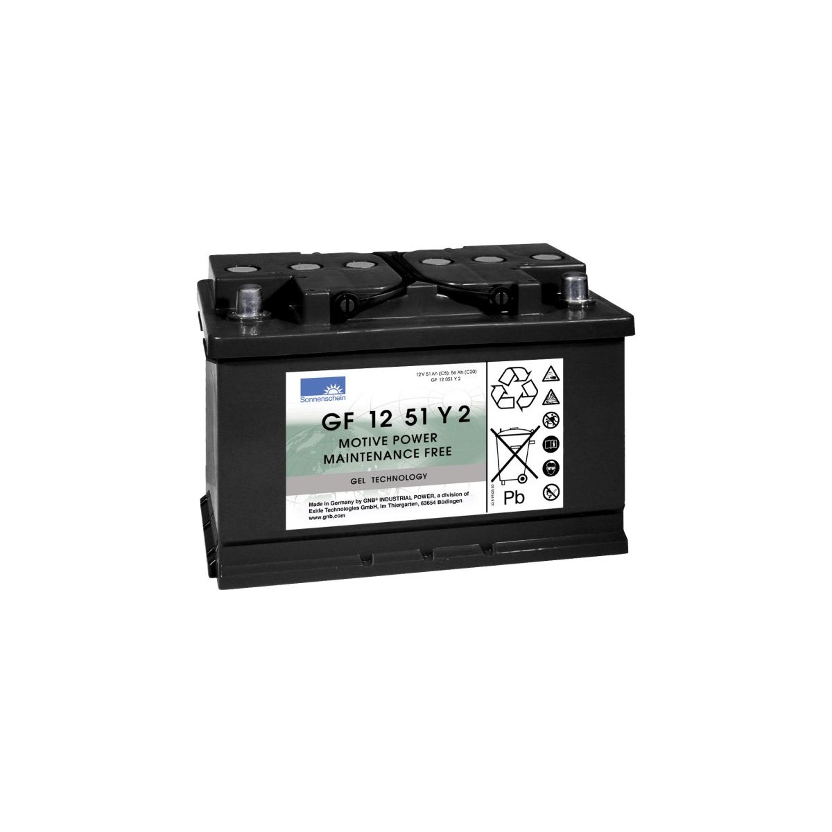 Exide Sonnenschein GF 12 051 Y G1 dryfit Blei Gel Antriebsbatterie 12V 56Ah (5h) VRLA