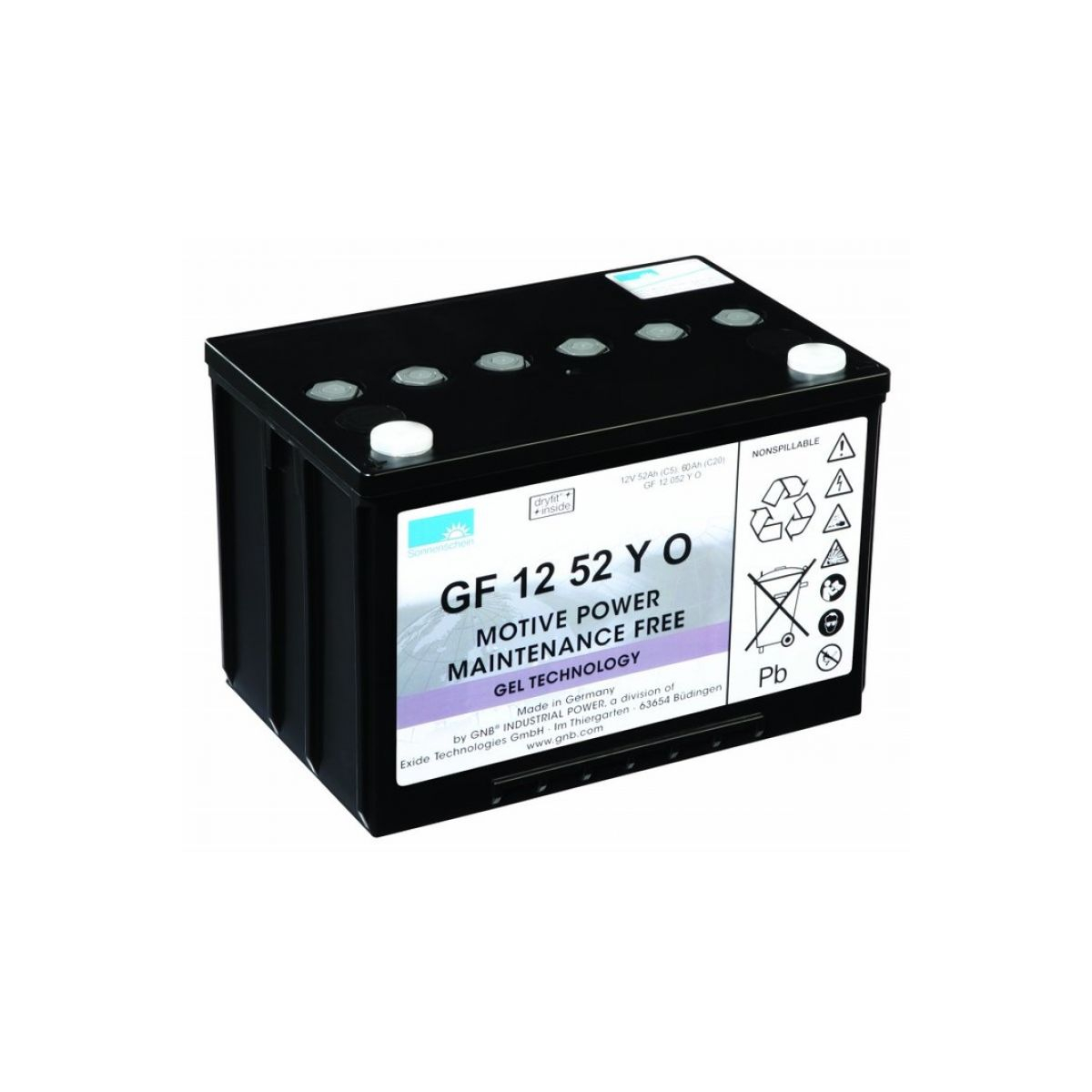 Exide Sonnenschein GF 12 052 Y O dryfit Blei Gel Antriebsbatterie 12V 52Ah (5h) VRLA