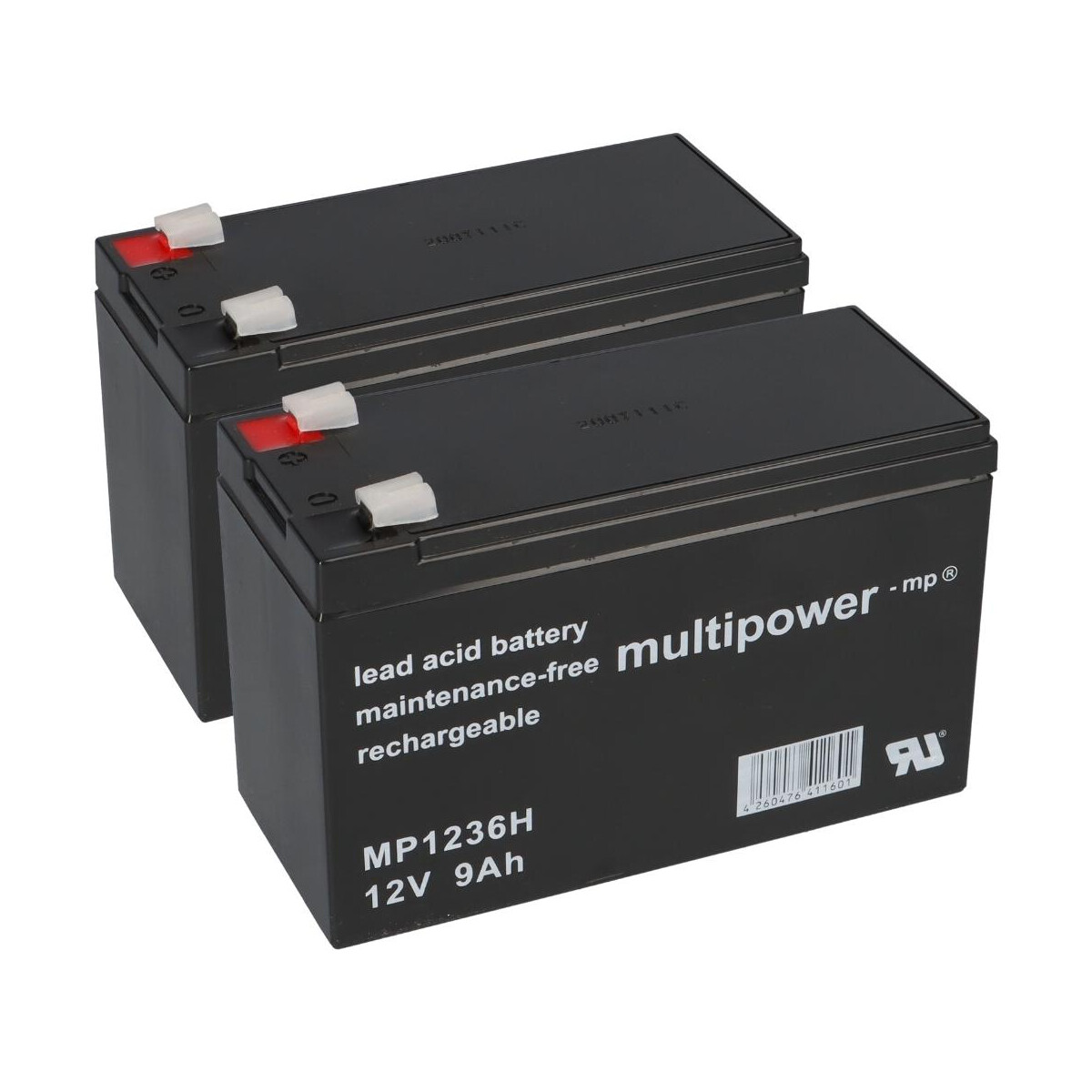 2x Multipower MP1236H 12V 9Ah AGM – passend für Best Power B610 700VA