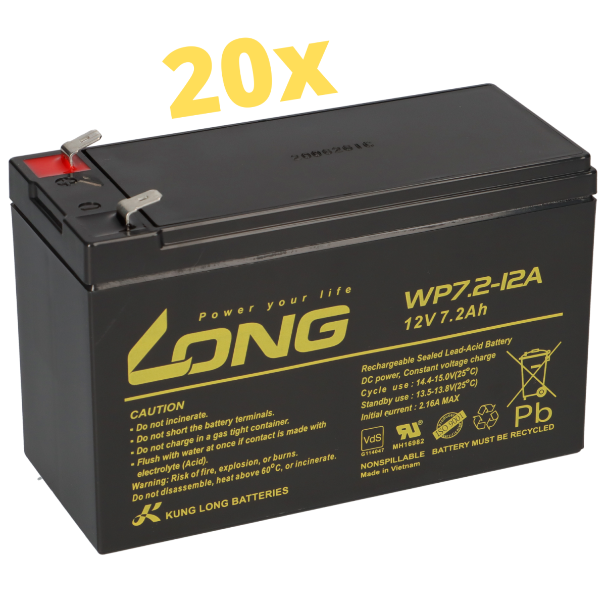 Ersatzakku für Best Power B610 6000VA 12V 7,2Ah KuLo 20x USV