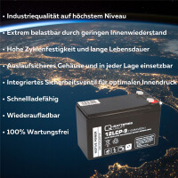 Q-Batteries 12LCP-9 / 12V - 9Ah Blei Akku Zyklentyp AGM - De