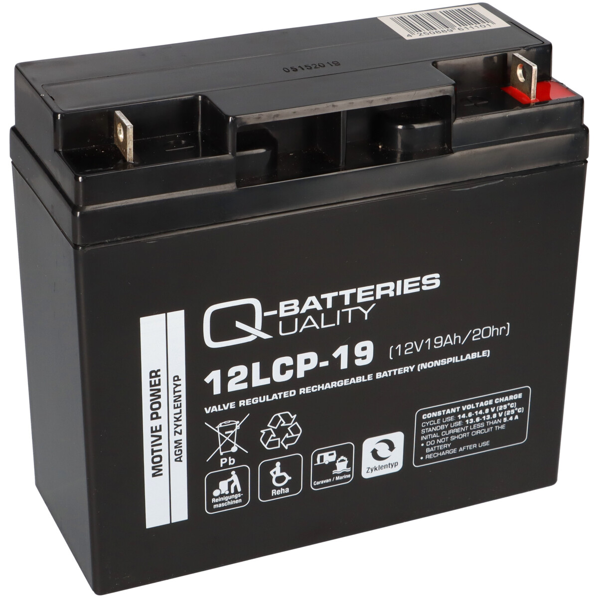 Q-Batteries 12LCP-19 12 V 19 Ah AGM Deep-Cycle-Akku