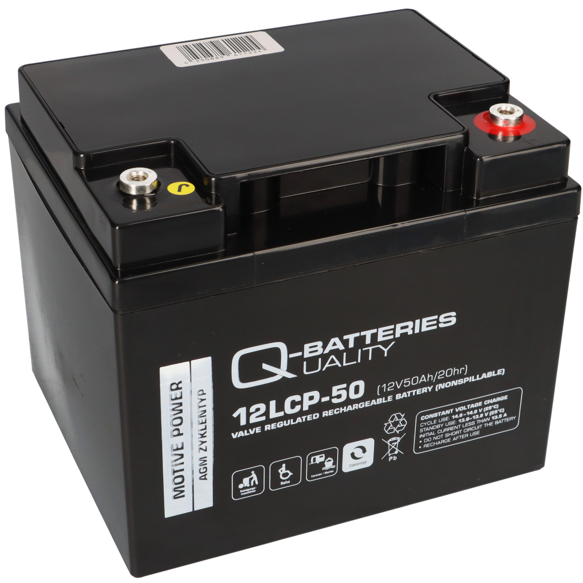 Q-Batteries 12LCP-50 / 12V - 50Ah Blei Akku Zyklentyp AGM - Deep Cycle VRLA