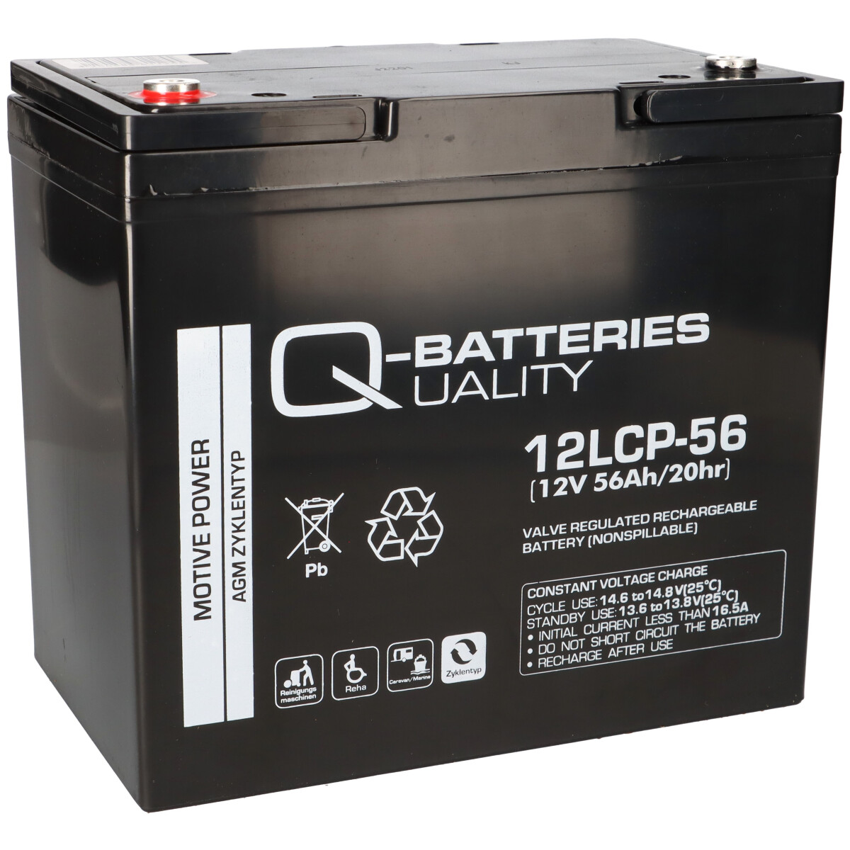 Q-Batteries 12LCP-56 12 V 56 Ah AGM Deep-Cycle-Akku