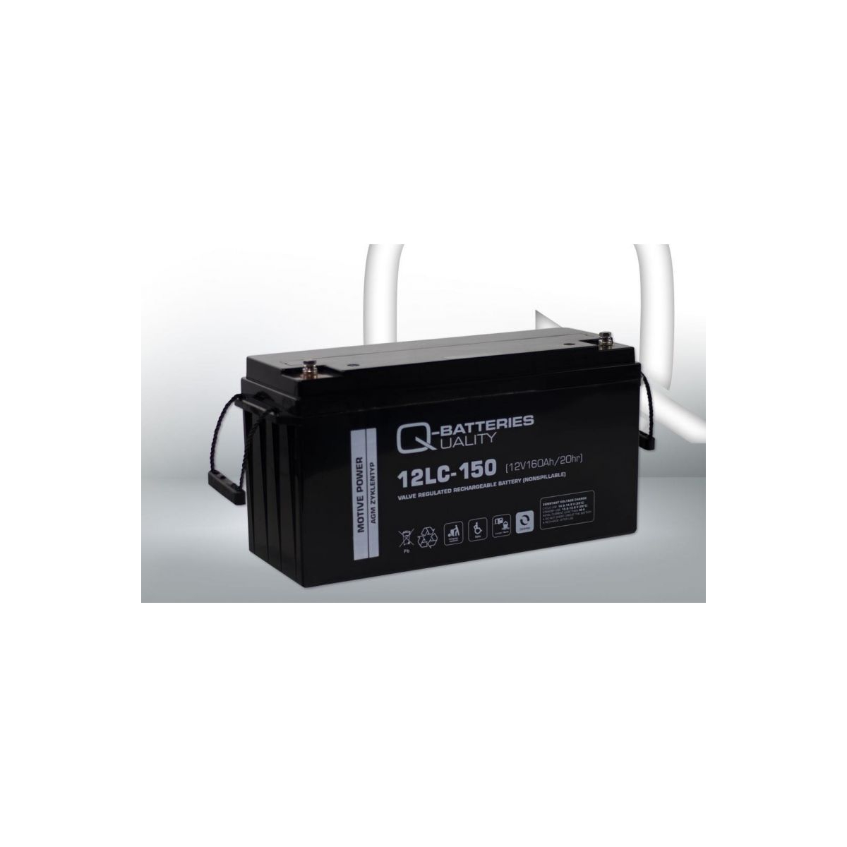 Q-Batteries 12LC-150 / 12V - 160Ah Blei Akku Zyklentyp AGM - Deep Cycle VRLA