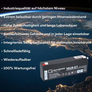 Q-Batteries 12LS-2.1 12V 2,1Ah Blei-Vlies Akku AGM kaufen