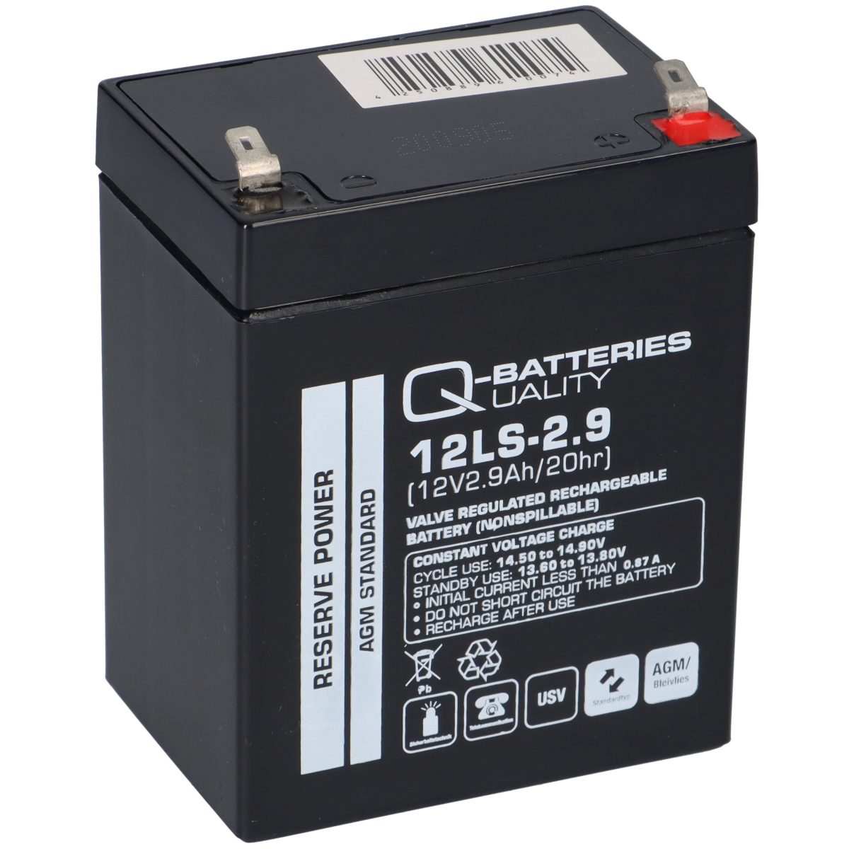 Q-Batteries 12LS-2.9 12V 2,9Ah Blei-Vlies Akku / AGM VRLA