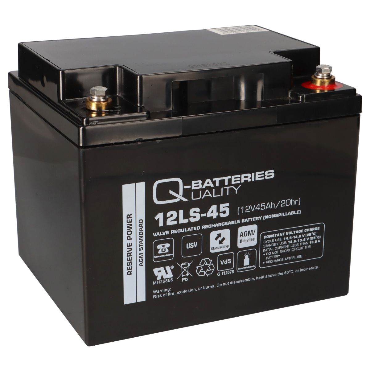 Q-Batteries 12LS-45 12V 45Ah Blei-Vlies-Akku / AGM VRLA mit VdS