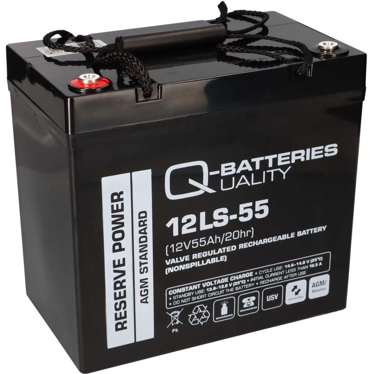 Q-Batteries 12LS-55 / 12V - 55Ah Blei Akku Standard-Typ AGM VRLA 10 Jahres Typ