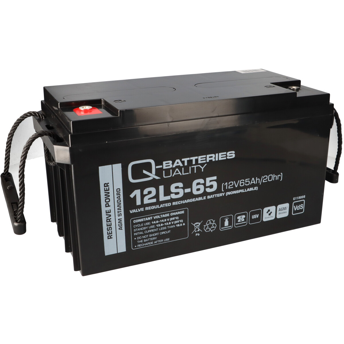 Q-Batteries 12LS-65 12 V 65 Ah AGM Bleiakku VdS G113005