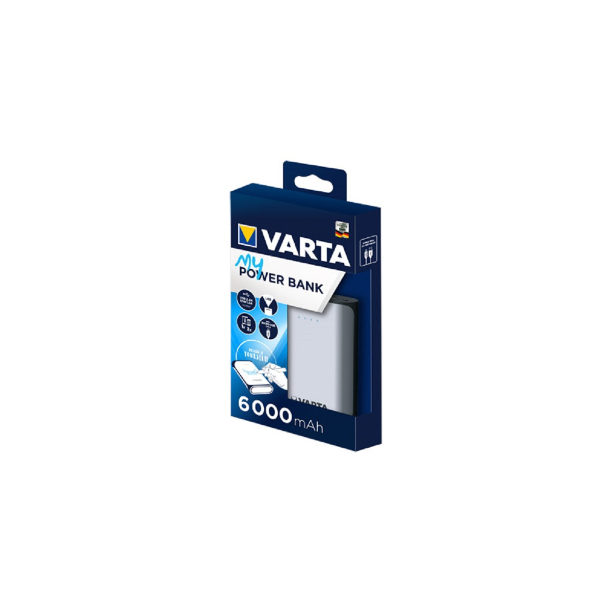 Varta Powerbank 6000 mAh mit beschreibbarer Oberfläche inkl. Stift & Schablonen
