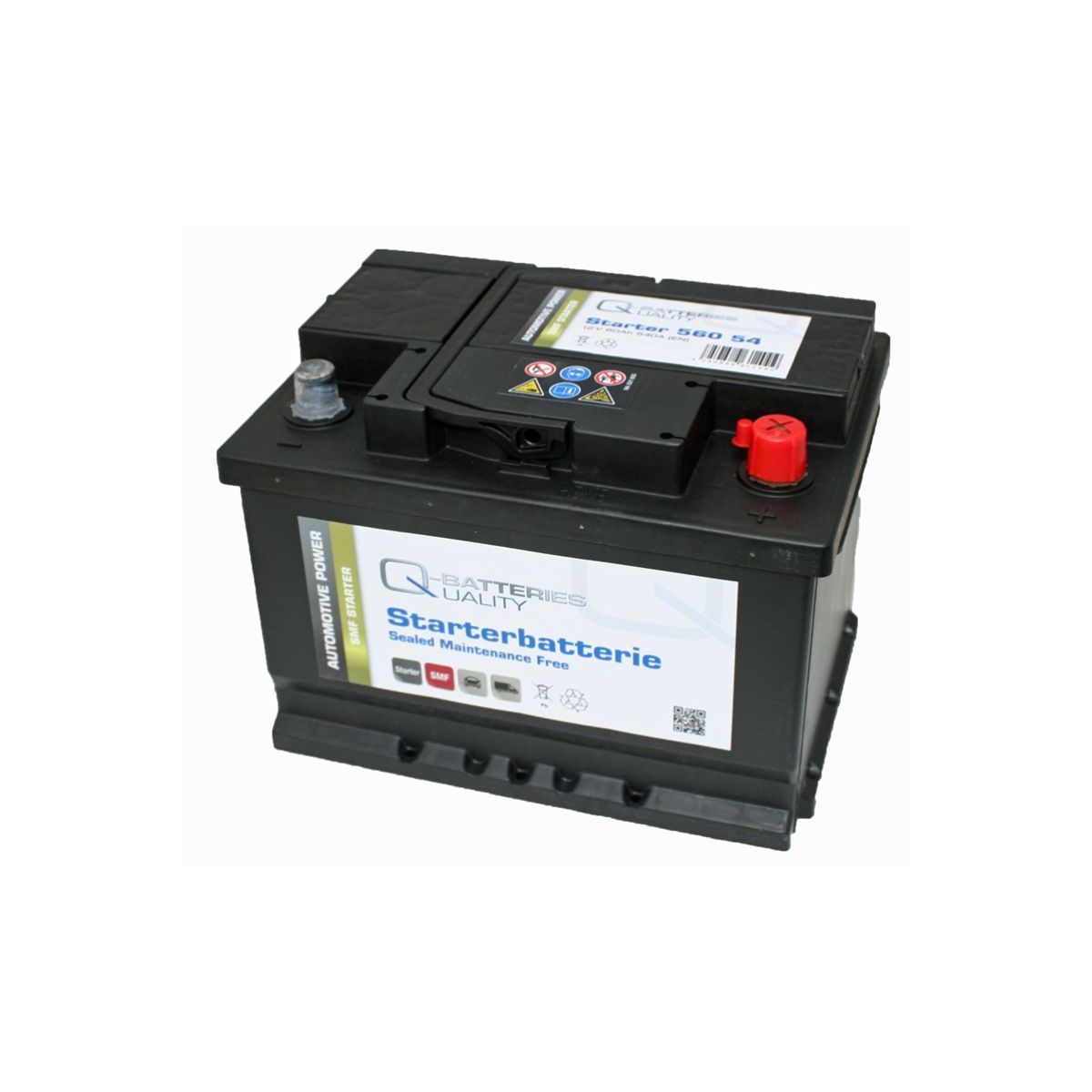 Q-Batteries Starterbatterie 560 54 Q60 12V 60Ah 540A, wartungsfrei