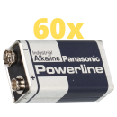 60x Panasonic 6LR61 Powerline 9V-Block E-Block Alkaline...