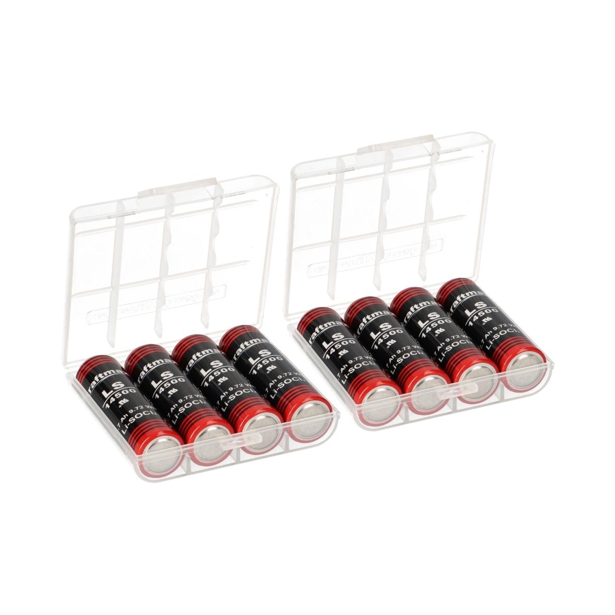 8x Kraftmax Lithium 3,6V Batterie ER14505 LS14500 AA - Zelle + 2x Box Mignon