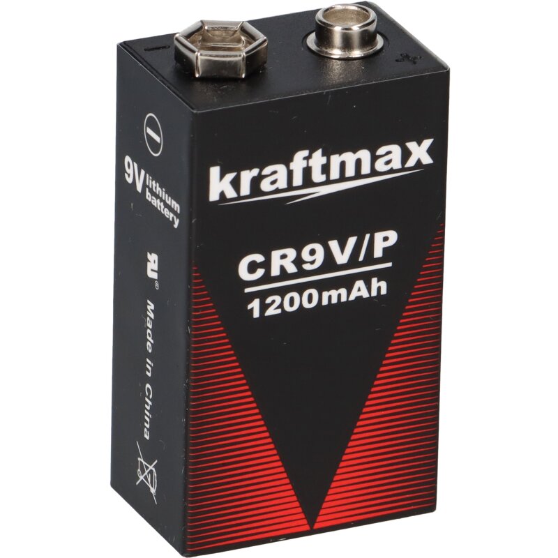 Kraftmax Lithium 9V Block Hochleistungs- Batterien für Rauchmelder Feuermelder - 10 Jahre Batterie Lebensdauer