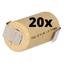 20x XCell Sub-C Hochleistungsakku mit Z- Lötfahne - 1,2V 3000 mAh Ni-MH