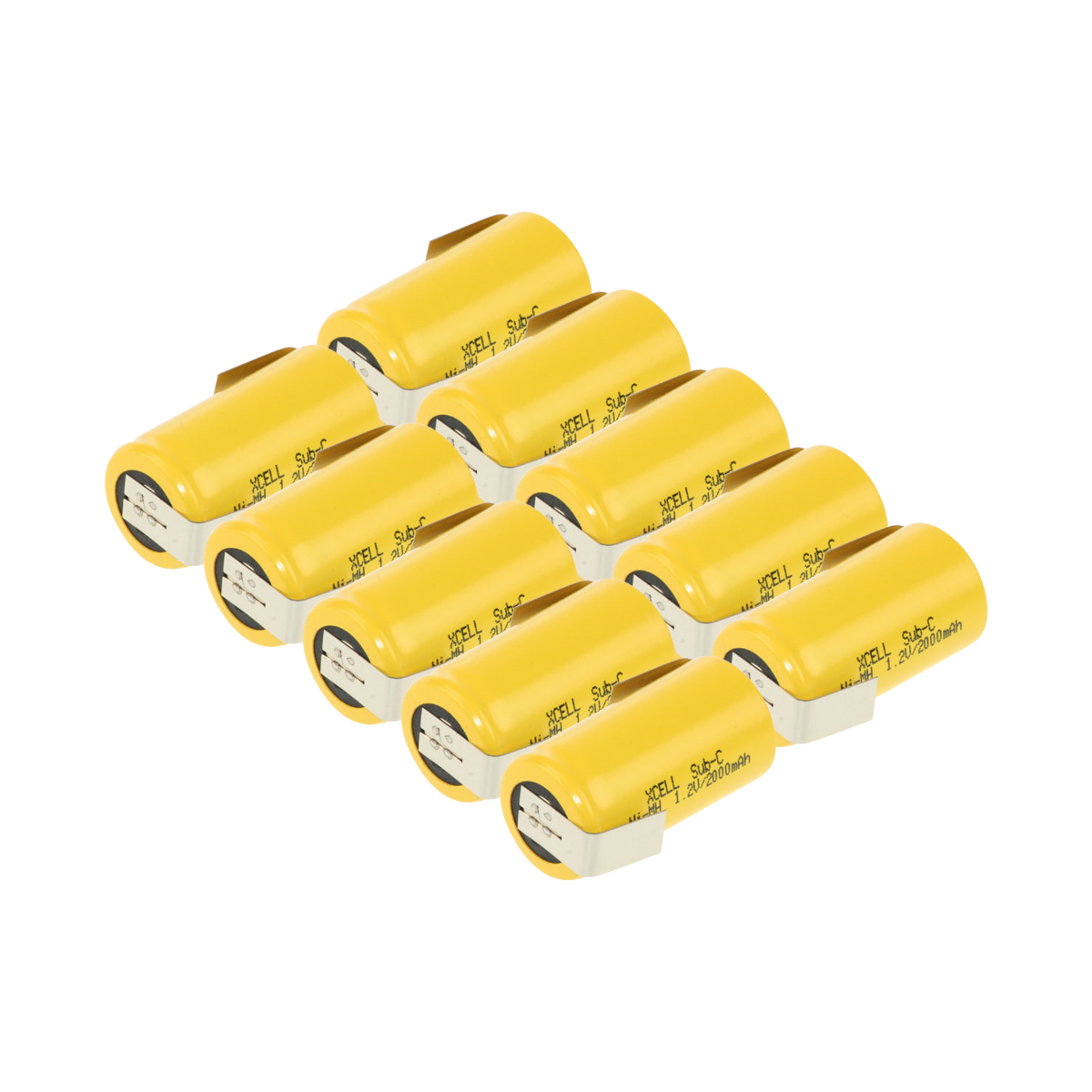 10x XCell Akku Sub-C 1,2V 2000mAh X2000SCR Hochstrom Z Lötfahne