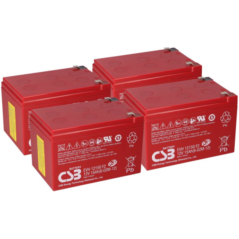 4x CSB 12V/15Ah 48V BLEI AKKU für Mach1 Elektro E-Scooter EVH 12150F2-1683 