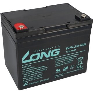 Kung Long Akku 12V 34Ah Pb Batterie Bleigel WPL34-12N Longlife