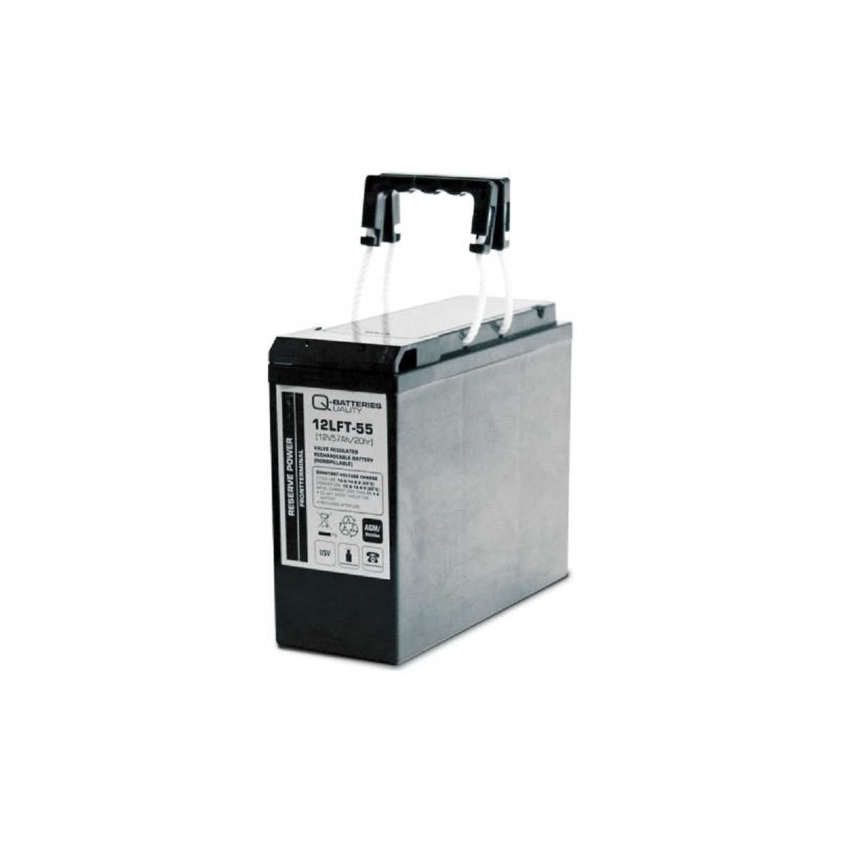 Q-Batteries 12LFT-55 12V 55Ah AGM Frontterminal Blei Akku 10-Jahrestyp VRLA