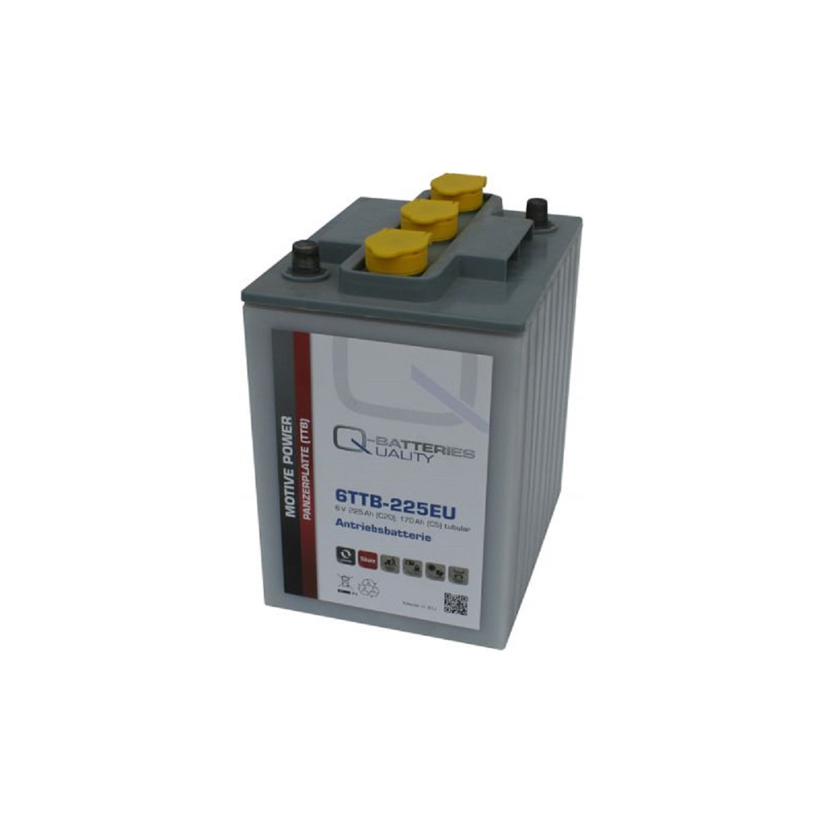 Q-Batteries 6TTB-225EU 6V 225Ah (C20) geschlossene Blockbatterie, positive Röhrchenplatte