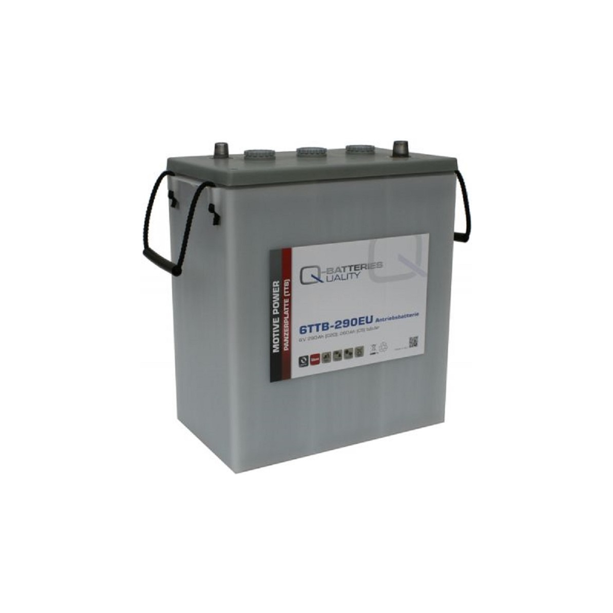 Q-Batteries 6TTB-290EU 6V 290Ah (C20) geschlossene Blockbatterie, positive Röhrchenplatte