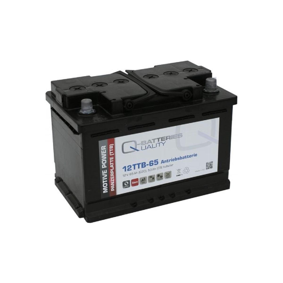 Q-Batteries 12TTB-65 12V 65Ah (C20) geschlossene Blockbatterie, positive Röhrchenplatte