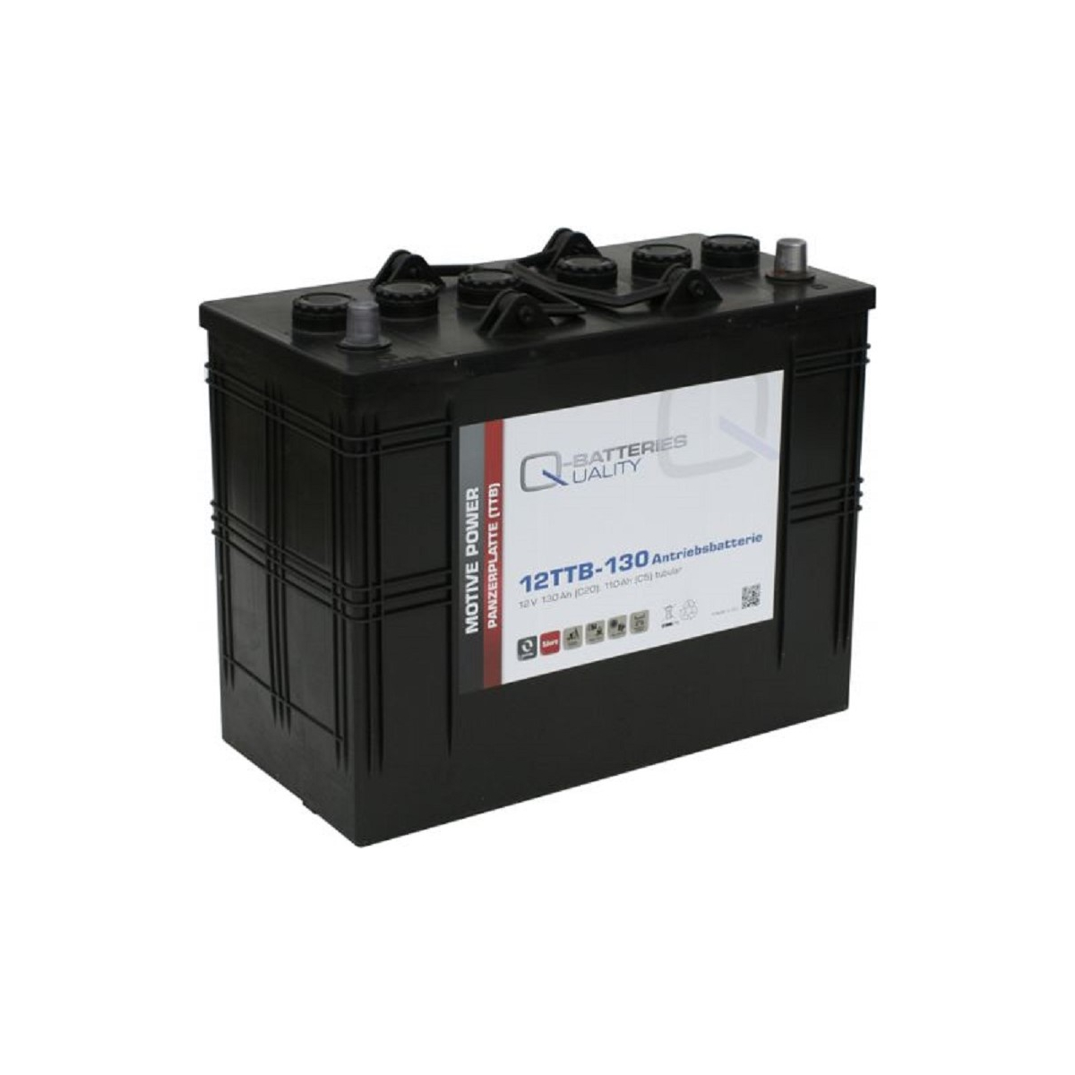 Q-Batteries 12TTB-130 12V 130Ah (C20) geschlossene Blockbatterie, positive Röhrchenplatte