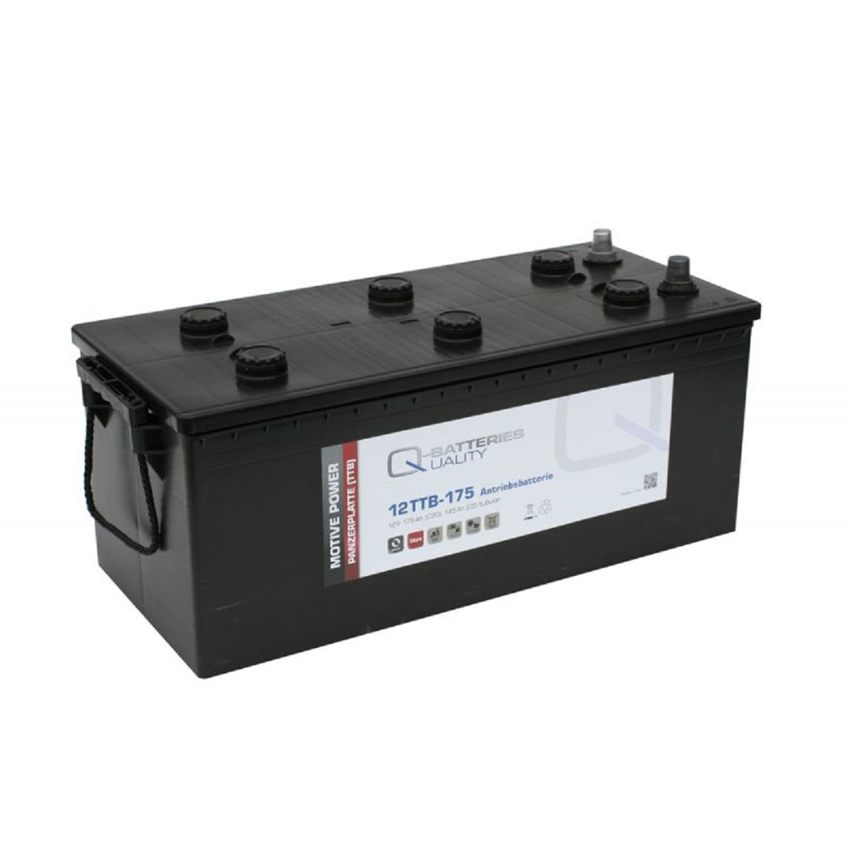 Q-Batteries 12TTB-175 12V 175Ah (C20) geschlossene Blockbatterie, positive Röhrchenplatte