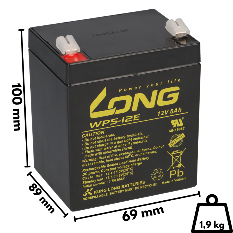 Kong Long Bleiakku AGM 12V 5Ah WP5-12E zyklenfest kaufen