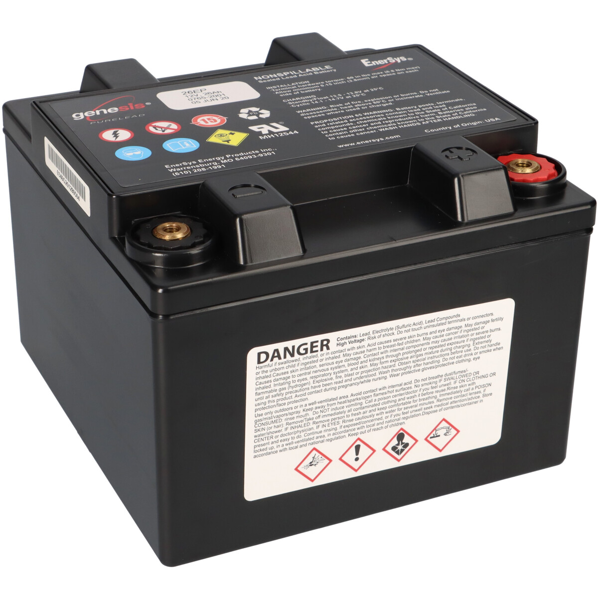 EnerSys Genesis 12EP26 / G26EP Reinblei-Akku 12V 28Ah C10 – M6