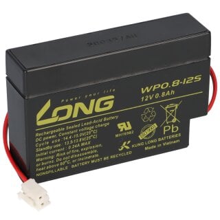 Kung Long WP0.8 12S 12V 0,8Ah JST Stecker AGM Blei Batterie