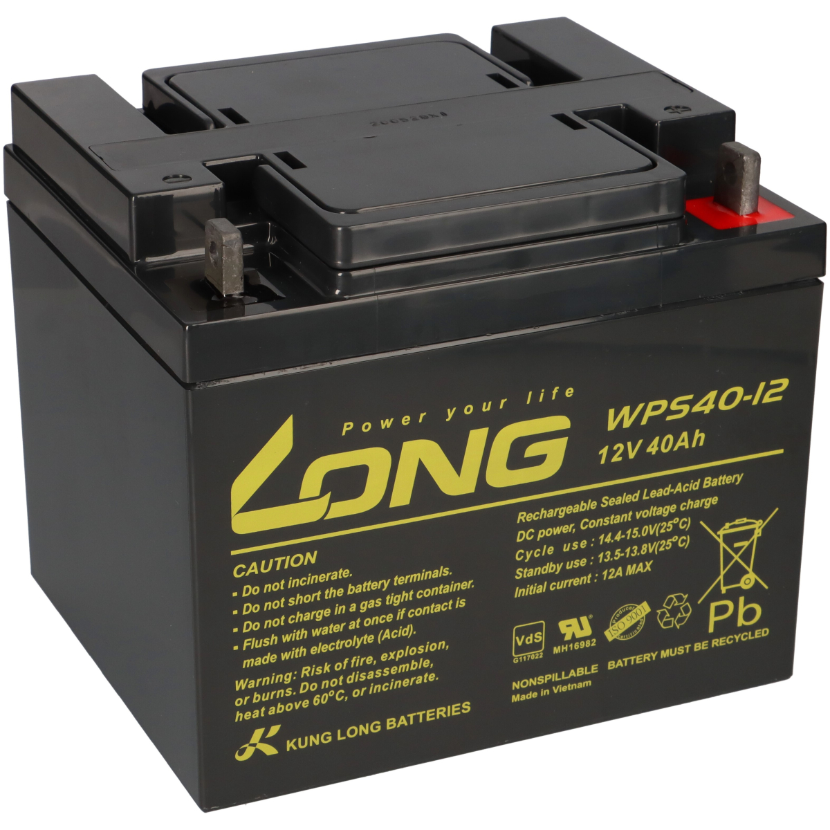 Kung Long WPS40-12 Akku 12V 40Ah Pb Batterie Bleigel mit VDS