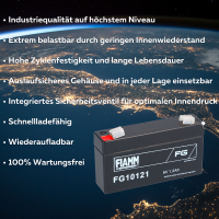 FIAMM FG10121 Standard AGM Bleiakku 6V 1,2Ah T1 / Faston 4,8