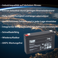 FIAMM FG10721 Standard AGM Bleiakku 6V 7,2Ah T1 / Faston 4,8