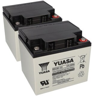 2x Yuasa Blei-Akku REC50-12I Pb 12V / 50Ah Zyklenfest, M5 Innengewinde