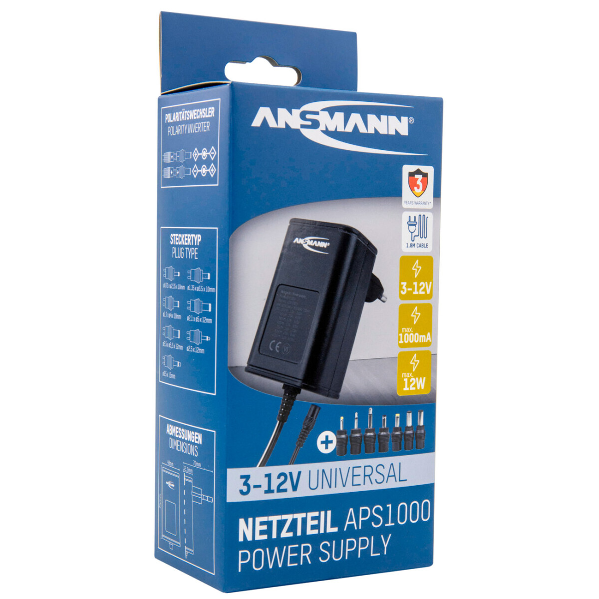 Ansmann APS 1000 Universal Steckernetzgerät 3 bis 12 Volt 1000mA