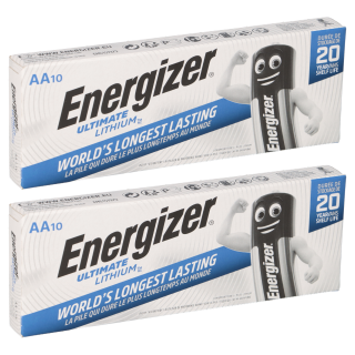 10x AA Energizer Ultimate Lithium L91 - 1.5V - AA / 14500 - Lithium - Piles  jetables