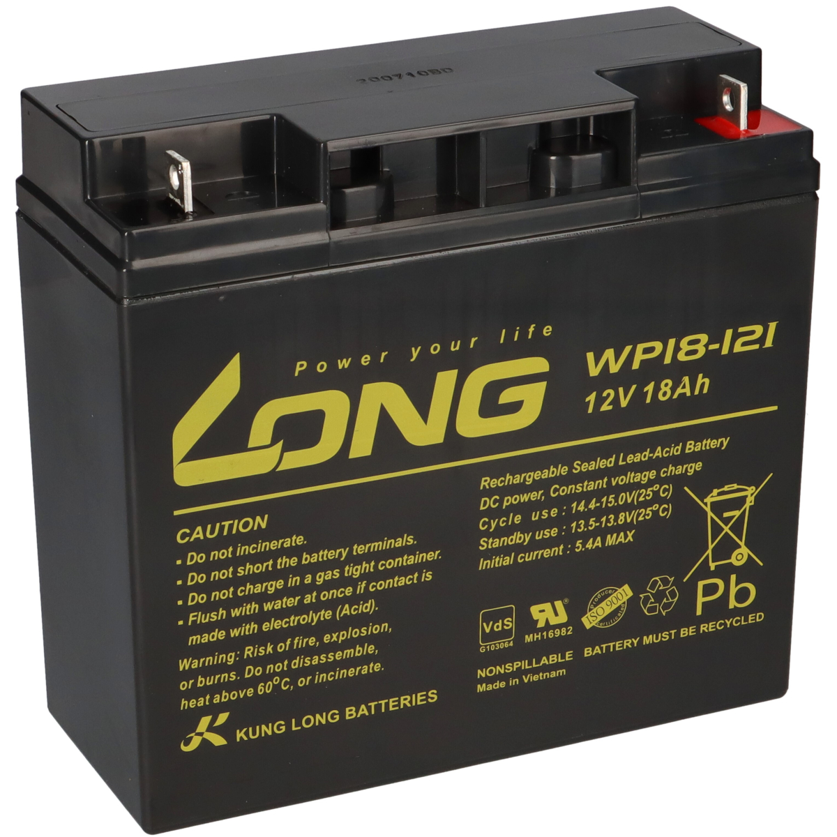 Kung Long VdS WP18-12I 12V 18Ah AGM Blei Accu wartungsfrei