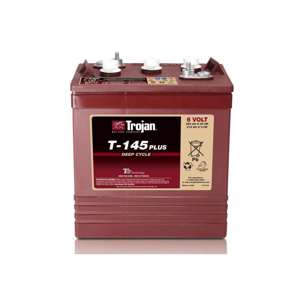 Traktionsbatterie Trojan T-145 Plus 6V 260Ah Deep Cycle ELPT-Anschluss