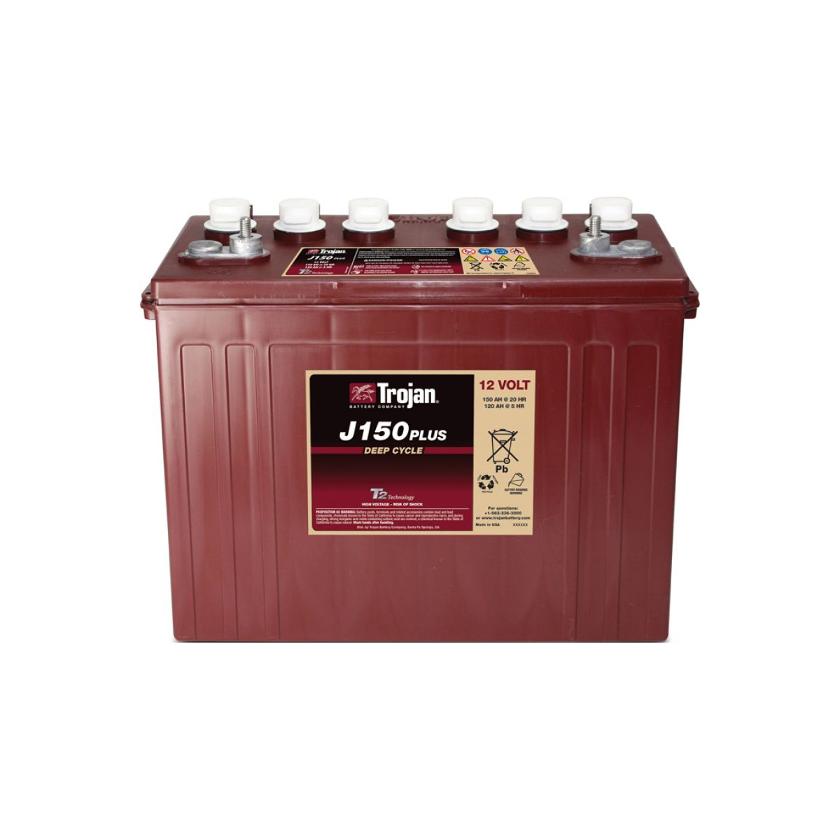 Traktionsbatterie Trojan J150 Plus 12V 150Ah Deep Cycle EHPT-Anschluss