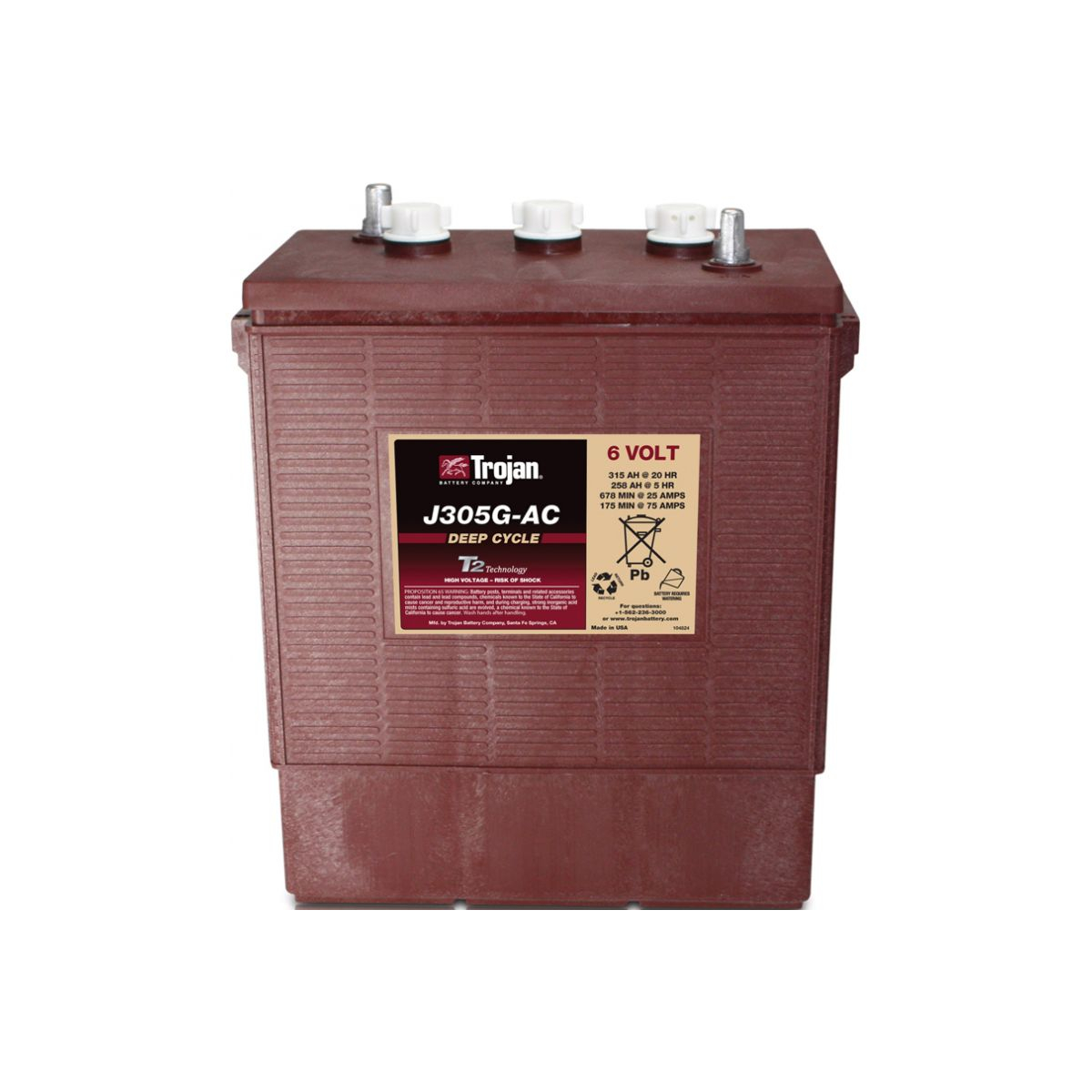 Traktionsbatterie Trojan J305G-AC 6V 315Ah Deep Cycle EUTR-Anschluss