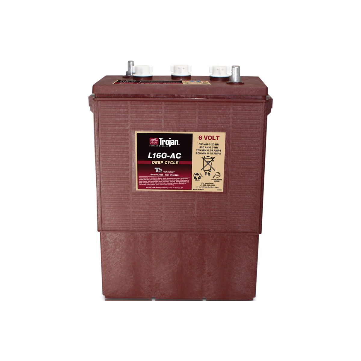 Traktionsbatterie Trojan L16G-AC 6V 390Ah Deep Cycle EUTR-Anschluss