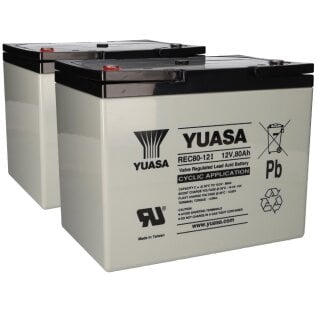 2x Yuasa Blei-Akku REC80-12I Pb 12V / 80Ah Zyklenfest, M6 Innengewinde