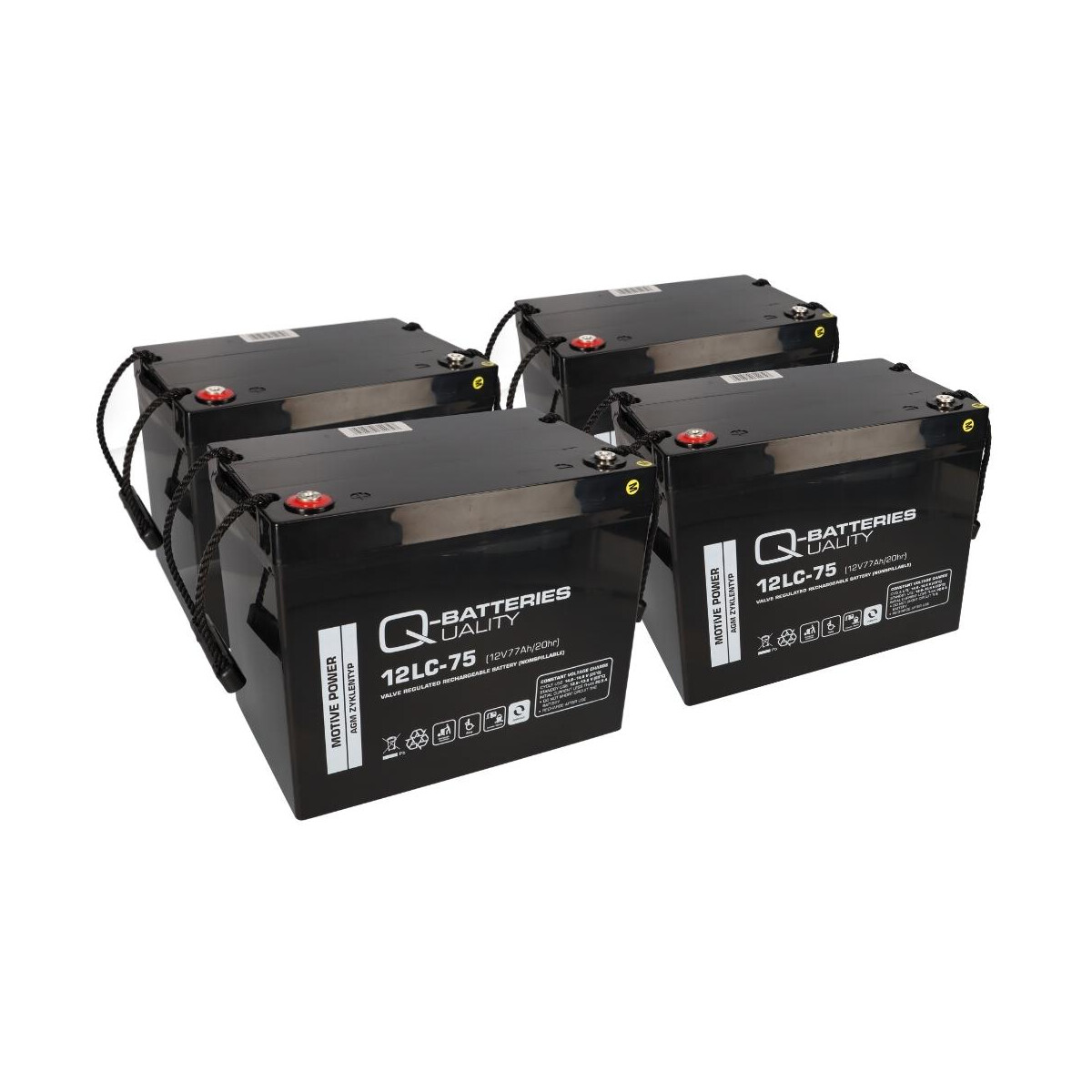 4x Q-Batteries 12LC-75 AGM Akku – 48V 77Ah Deep-Cycle-Batteriesatz