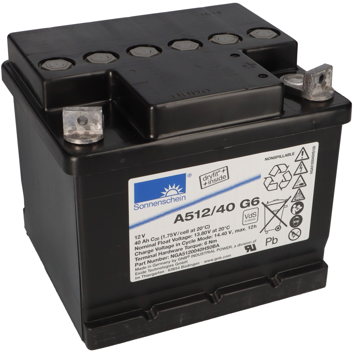 Sonnenschein Bleigel Akku 12V 40Ah Dryfit A512/40G6 M6 VDS Zulassung G191050