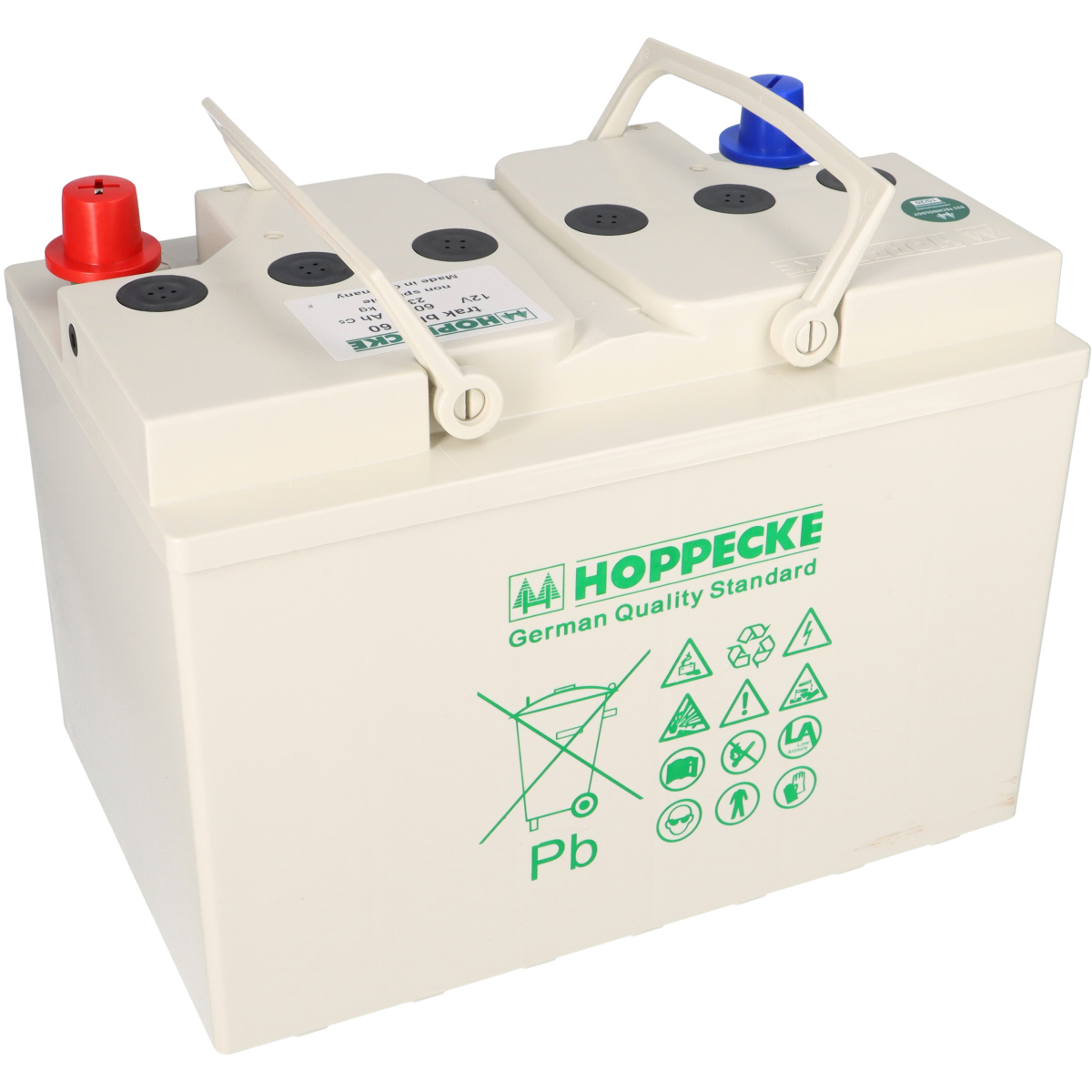 Hoppecke trak bloc 12V 60Ah 12 TB 60 AGM Blei Traktions-/ Blockbatterie M8 Anschluss
