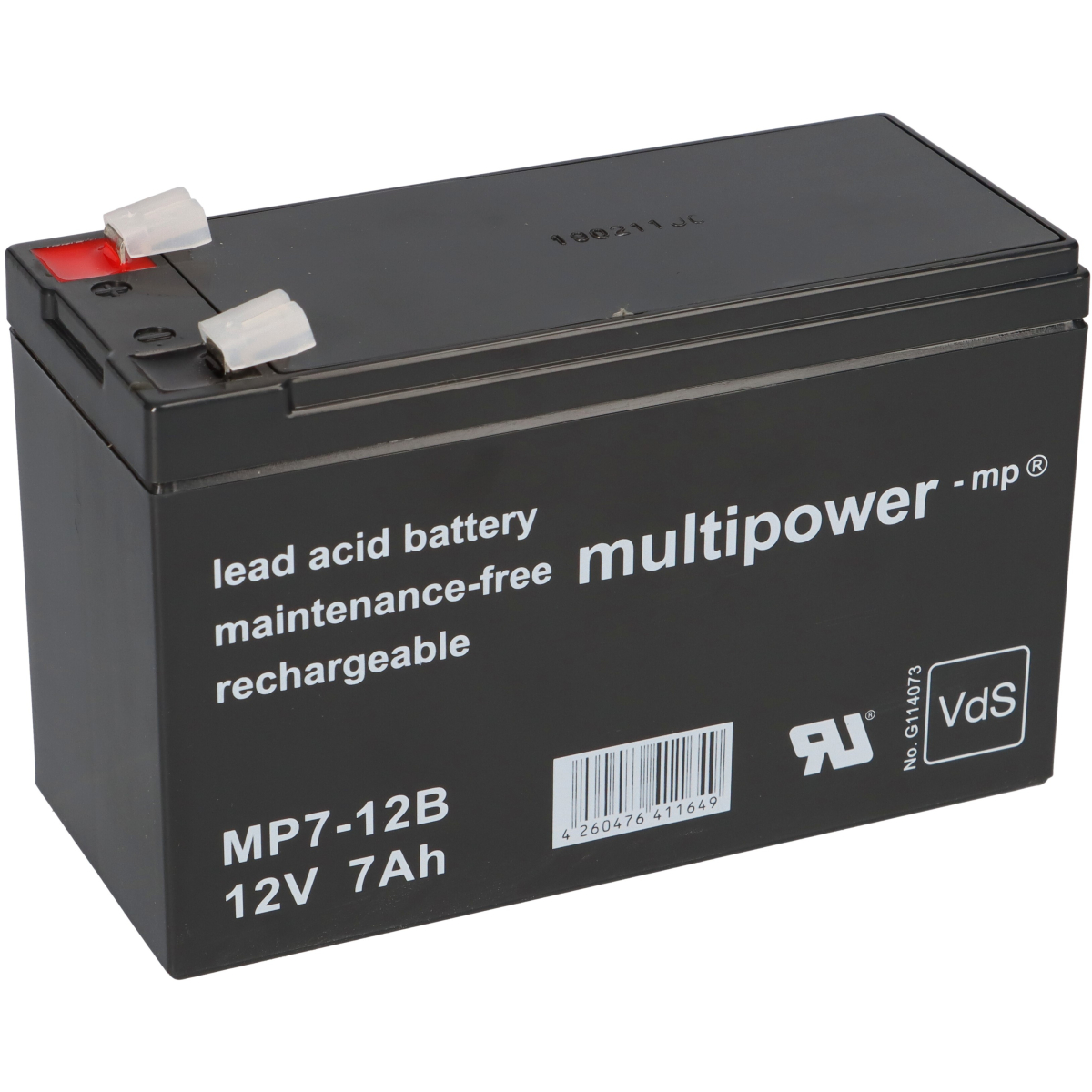 Multipower Blei-Akku MP7-12B Pb 12V 7Ah VdS Faston 6,3 mm