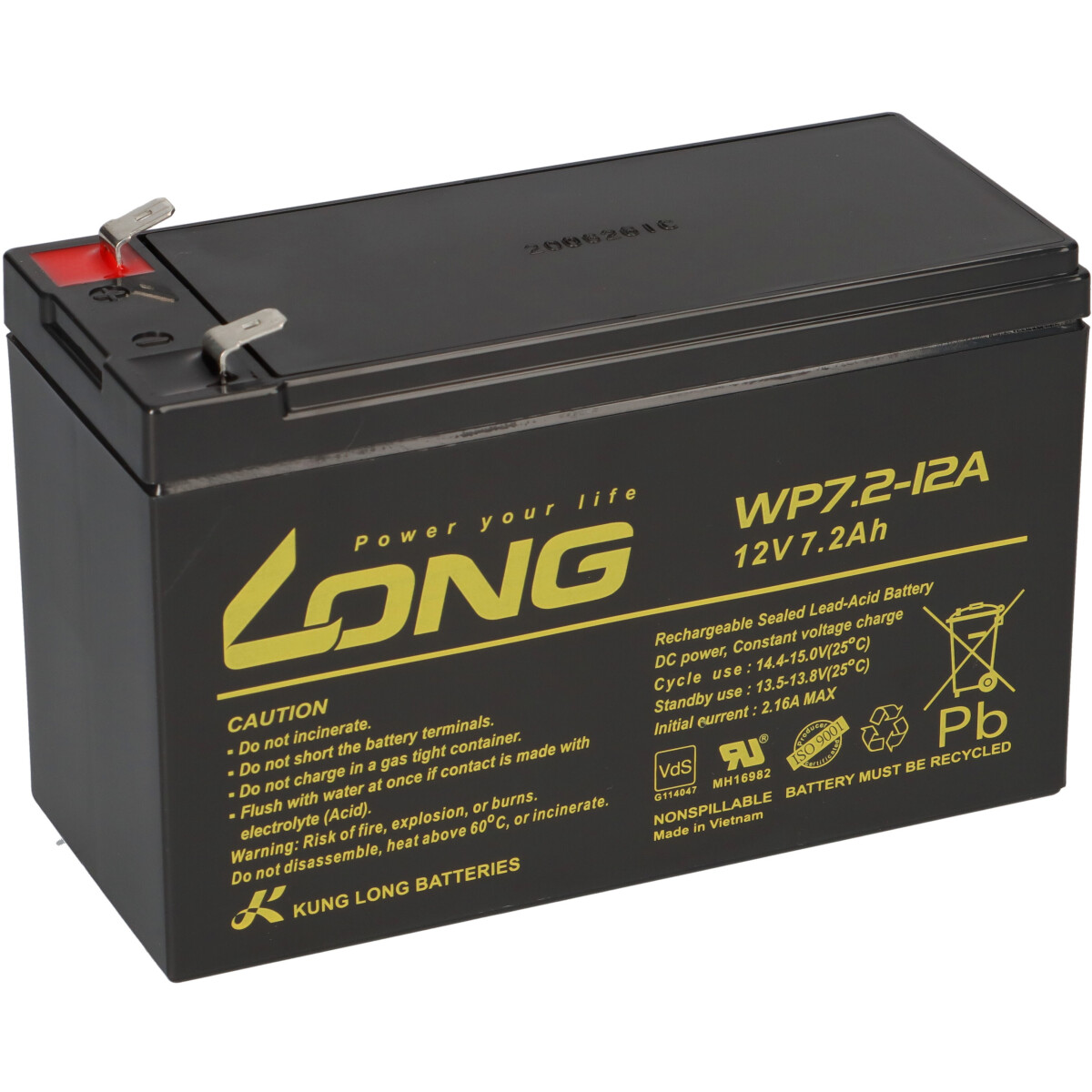 Kung Long WP7,2-12A F2 AGM Akku 12V 7,2Ah – passend für AEG Protect A 500
