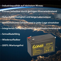 2x Kung Long WP7,2-12A F2 AGM-Akkus 12V 7,2Ah – passen
